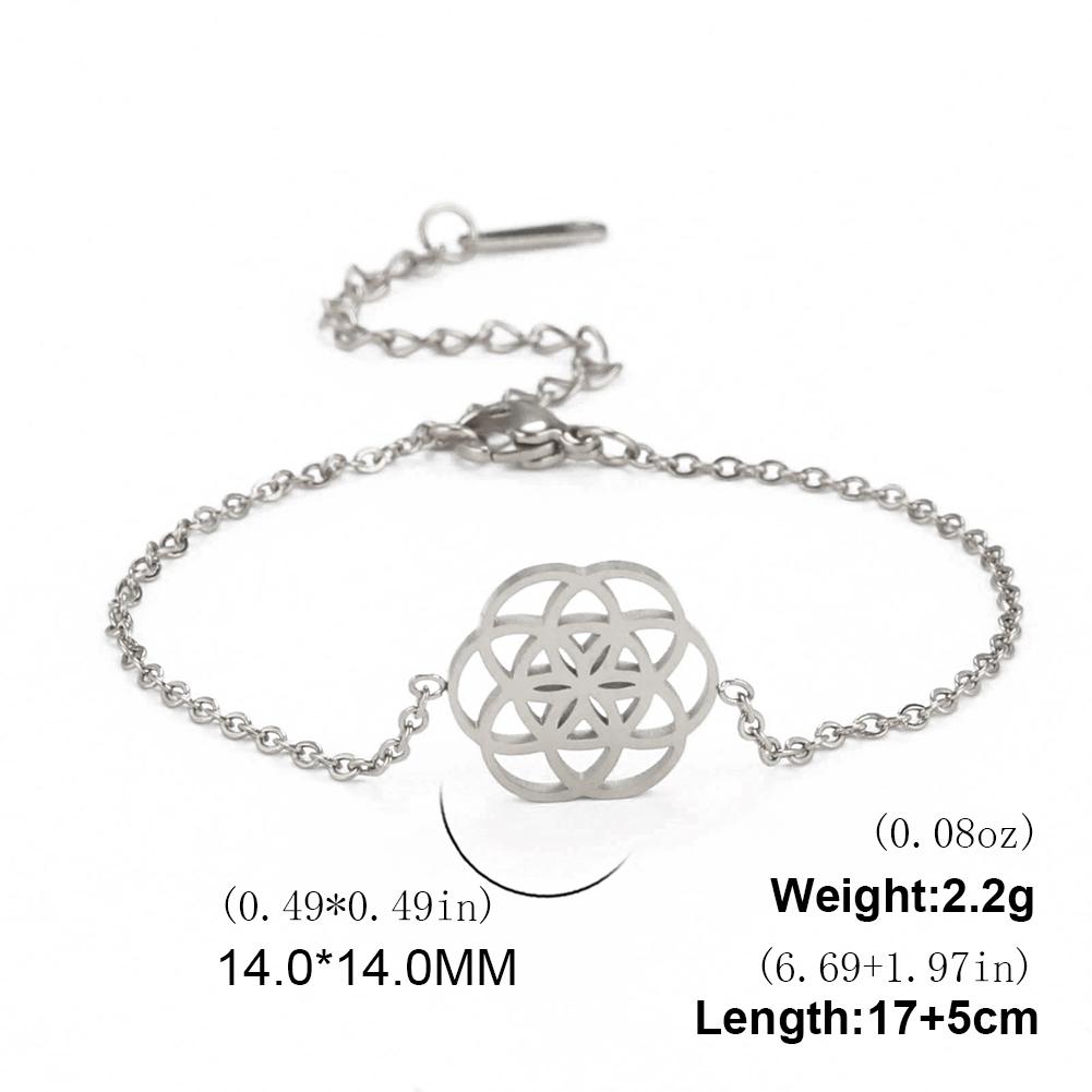 Flower of Life Charm Bracelets Stainless Steel Sacred Geometry Mandala Bracelets Amulet Jewelry for Women Wedding Gifts