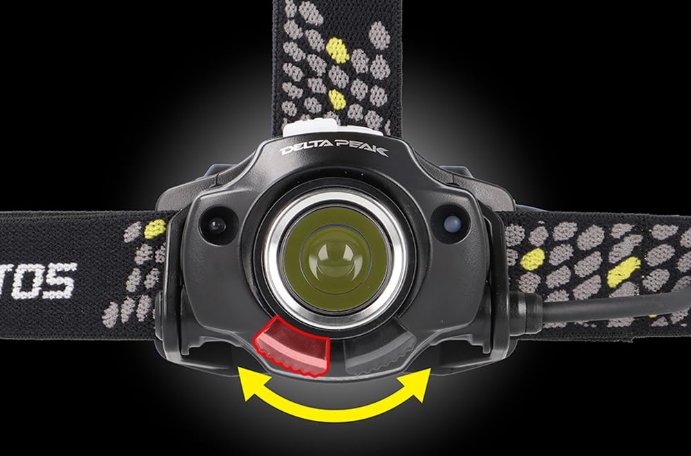 GENTOS LED USB 670 Hours of Operational Run Rear View Requires a Rechargeable Battery or 3 AA Batteries Delta Peak Headlamp, Rechargeable, Lumens, 4.5