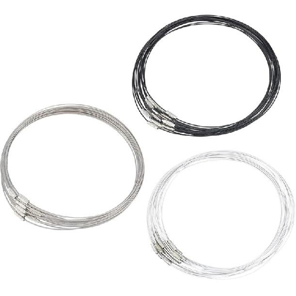 UNICRAFTALE 8 Colors 64pcs 17.5inch Stainless Steel Necklace Wire Cord Choker Chain with Brass Screw Clasp Wire Necklace Chains Wire Necklace Cord