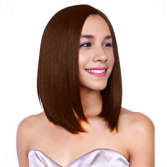 Peluca corta y recta para mujer, parte media, fibra Natural resistente al calor, alta temperatura, longitud hasta los hombros, pelo sintético negro y marrón marrón claro