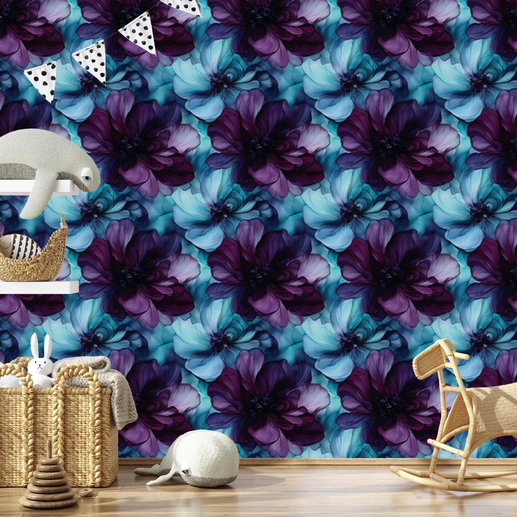 Ink Blue, Navy Blue and Plum Wallpaper for Living Room and Bedroom 50x1000
