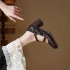 Krazing Pot Sheepskin Round Toe Size 41 Chunky High Heels Buckle Straps Vintage Autumn Pumps