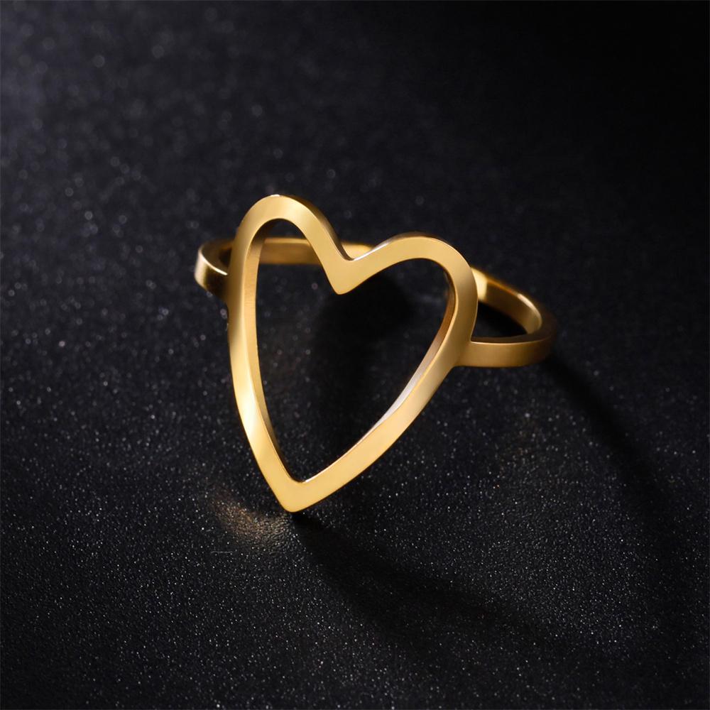 My Shape Love Heart Hollow Ring Women Girls Stainless Steel Adjustable Open Finger Rings Beautiful Fashion Jewelry Gift Lovers