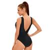 Solid Color V-neck Swimsuit Women's Backless Pleated Crossover Swimsuit