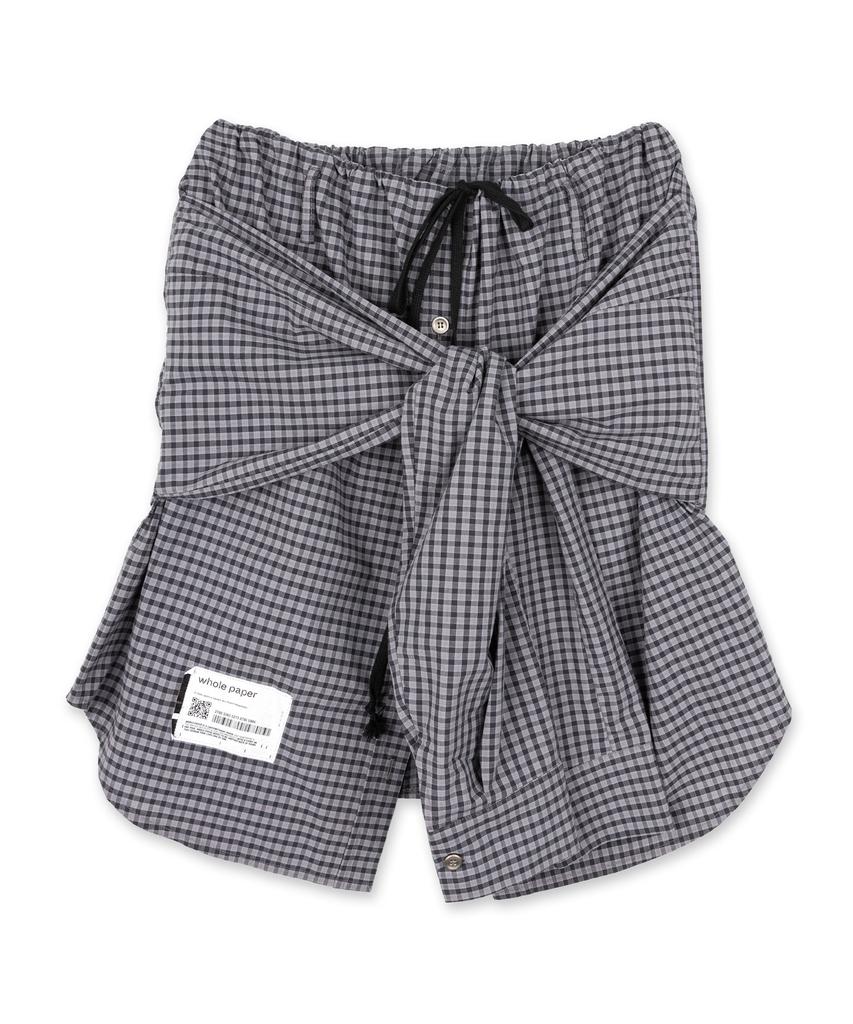 Holpeipeo Check Three-Way Shirt Skirt (Purple Grey)