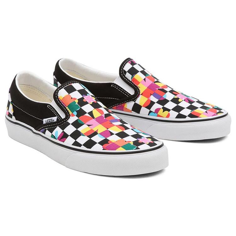 Vans Slip-On Canvas Casual Checkerboard Floral Low Top Skate Shoes Unisex Sneakers Black White VN000XG8B05