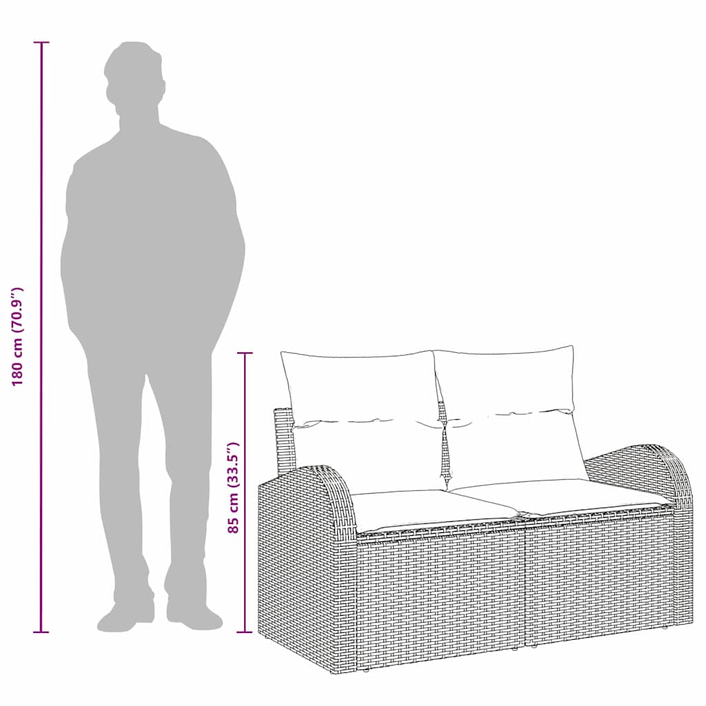 Garden Sofa with Cushions Beige 124 X 62 X 69 Cm Poly Rattan