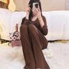 Modal Women's One-Piece Pajama Set with Built-In Bra - Long Sleeve, High-End, Home & Outdoor Wear for Spring & Autumn