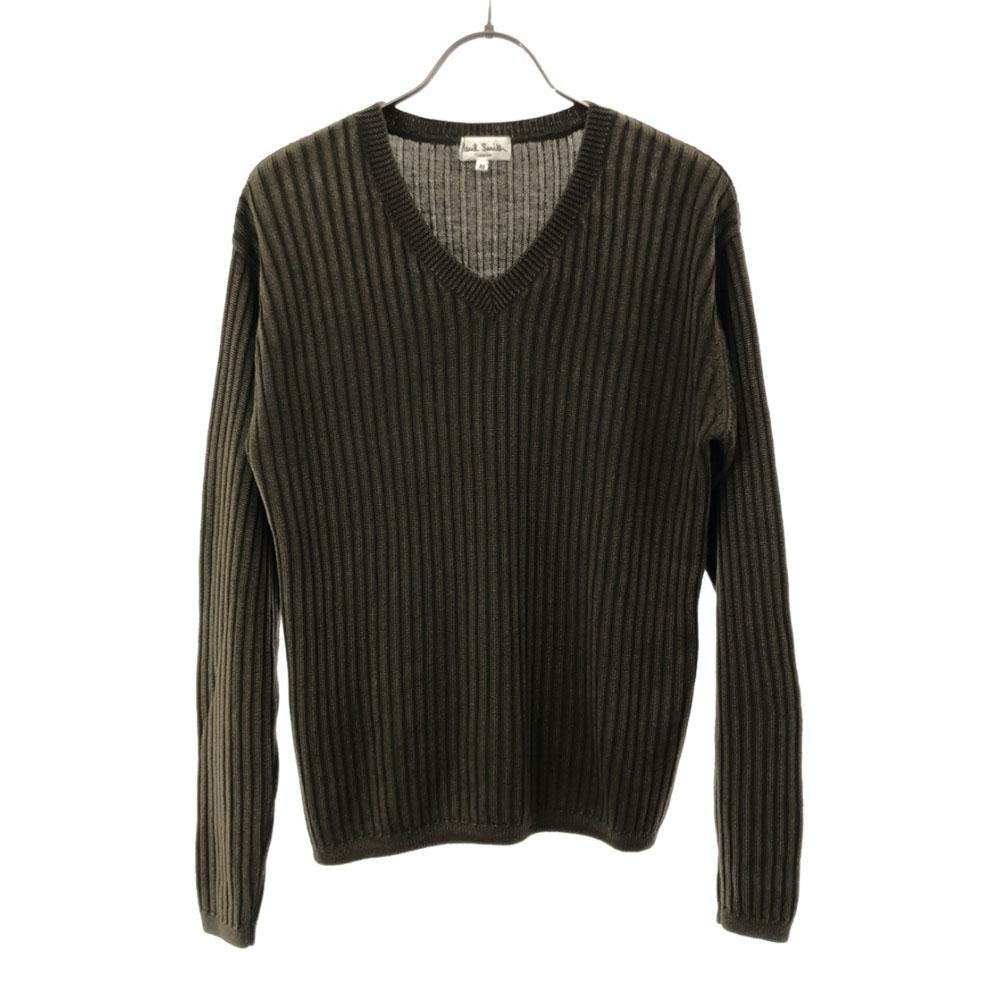 Paul Smith Made in Japan wool Long sleeve V neck sweater M khaki knit Women Used