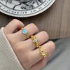 Hochwertiger leichter Luxus Retro Hofstil Mondstein Diamant Zirkonstift Ring Mittelalterlicher Vintage Ring Frau