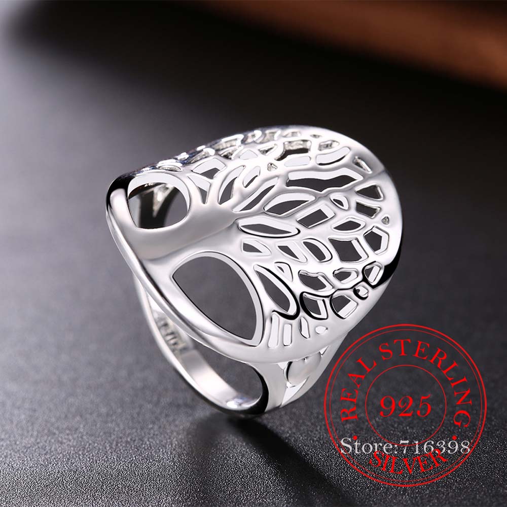 100% 925 Sterling Silver Ring Tree of Life Rings for Women Classic Accessories Anillos Fine Jewelry New Mother's Day Mom Gifts