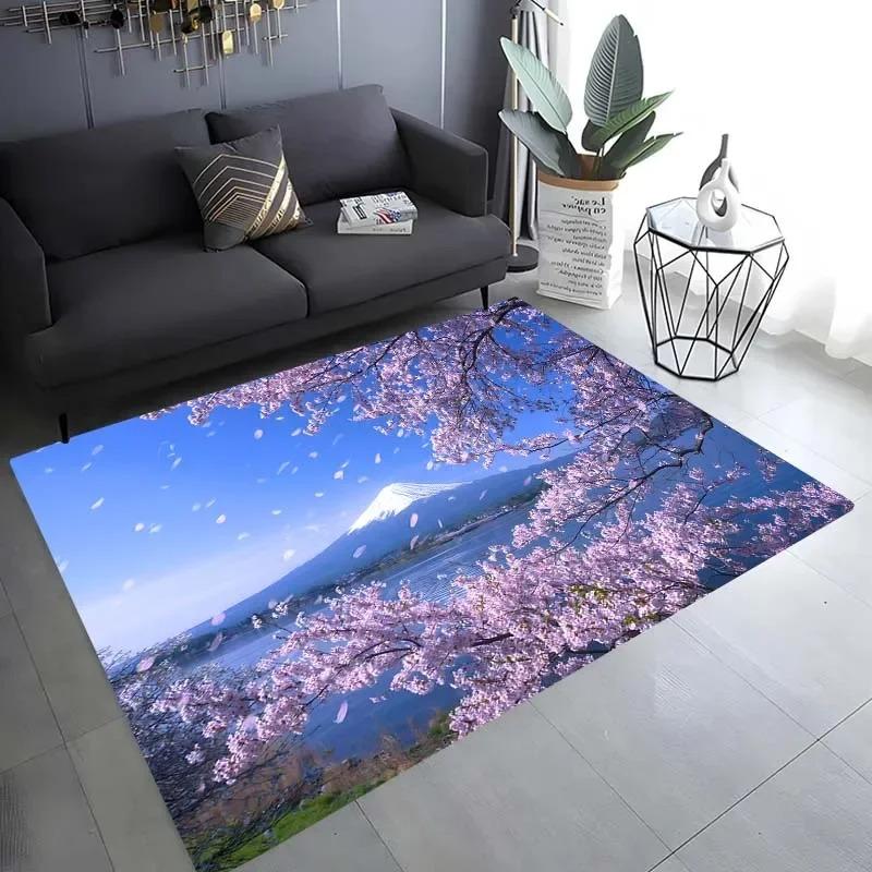 Cherry Blossom Landscape Pattern Floor Mat Door Front Decoration Home Living Room Floor Mat