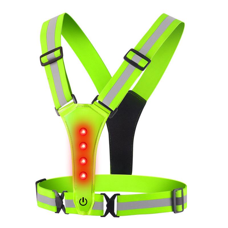 Reflective LED Vest with USB and Adjustable Bag for Night Running and Cycling