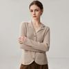 Women's Cashmere Lapel Cardigan - Soft, Versatile, Buttoned, Long Sleeve Jacket for Autumn/Winter