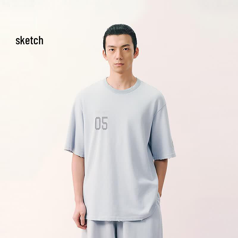 CROQUIS Men s Loose Fit Longline Round Neck Short-Sleeve T-Shirt 9Q4113400 M