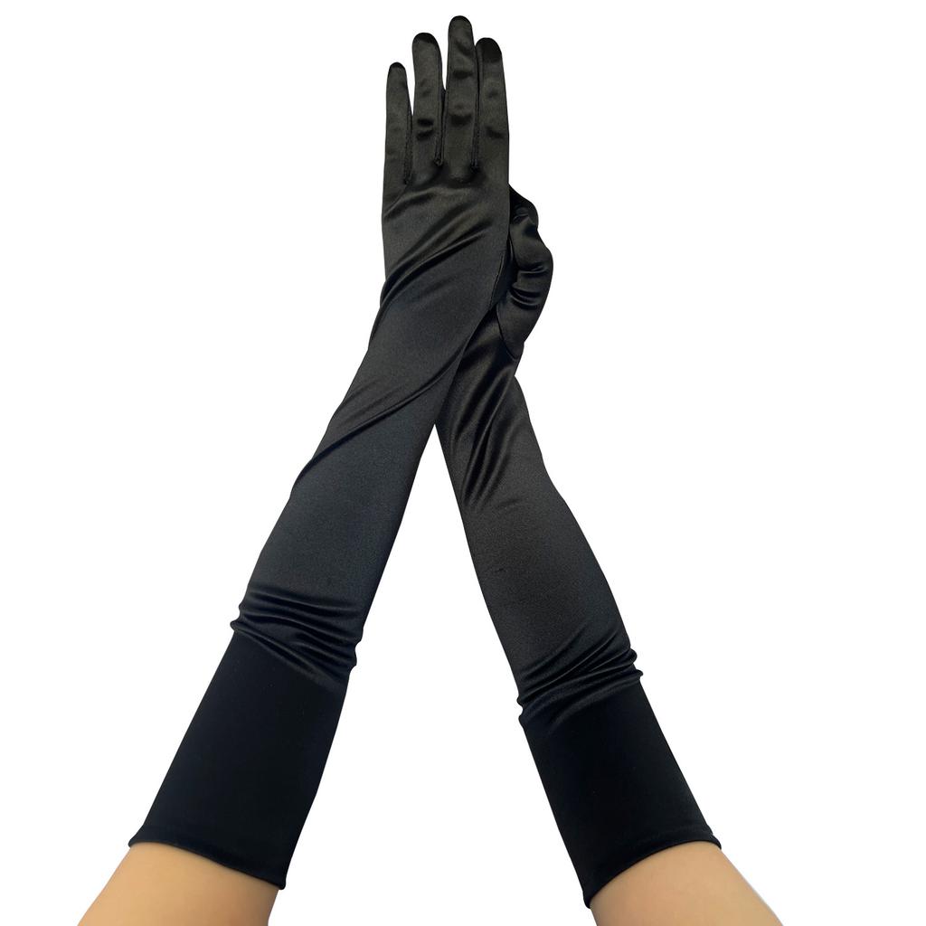 Halloween 52CM Long Stretch Satin Ball Gloves Slippery Satin Cosplay Dinner Dress Performance Gloves