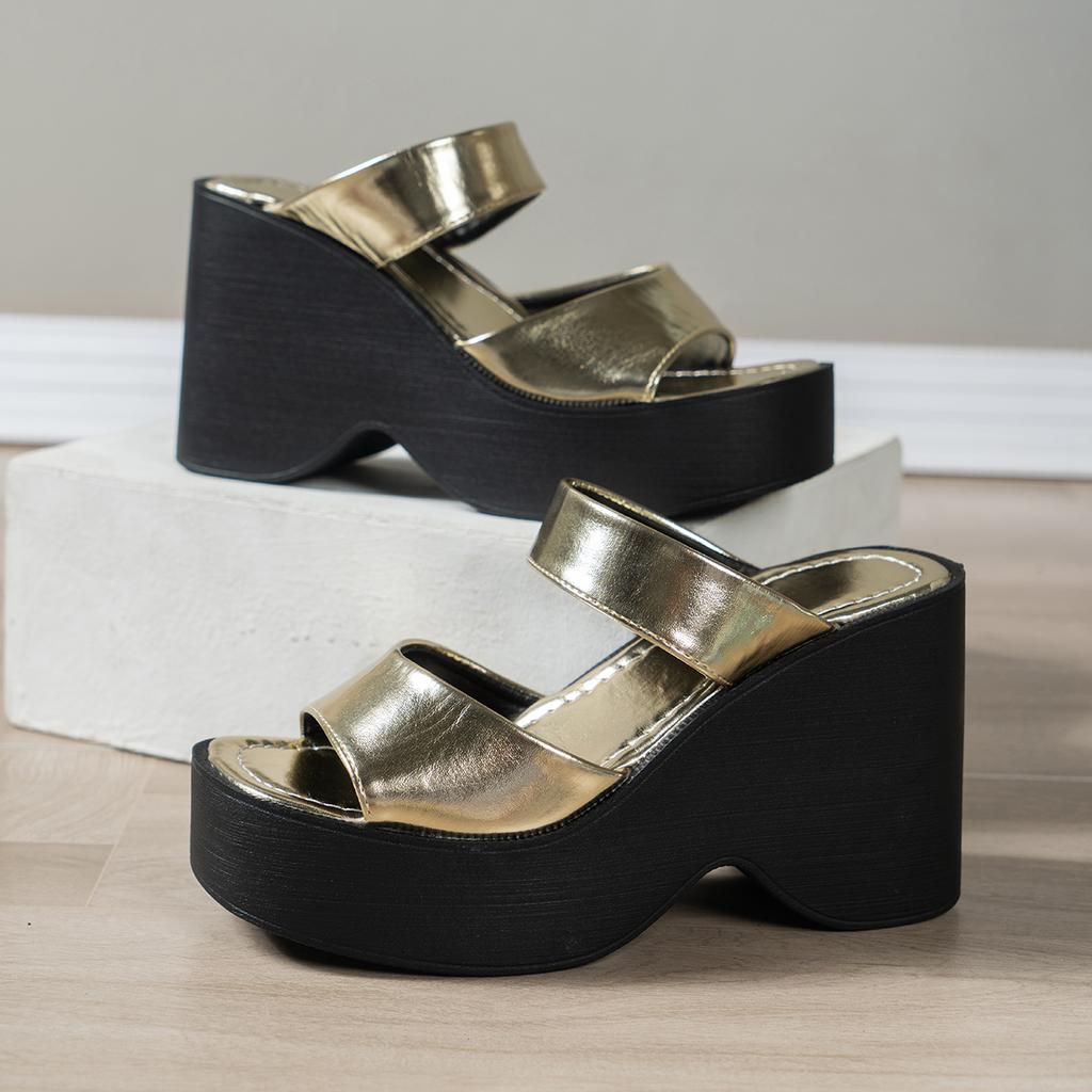 Dámské Pantofle na platformě Léto Nová móda Obuv na klínku Peep Toe pro ženy Ležérní Silné dno Plážové pantofle Dámské Zapatos