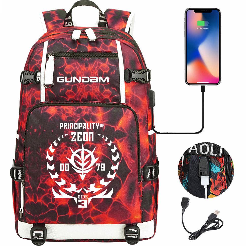 Nuovo Zaino Scolastico Stampato Mobile Suit Gundam per Studenti Adolescenti Uomo Donna Zaino da Viaggio Grande Capacità per il Tempo Libero
