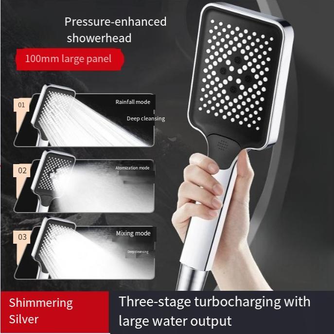 Big Panel High Pressure Shower Head Bathroom Showerhead 3 Modes Adjustable Water Sprayer Bathroom Accessories Household
