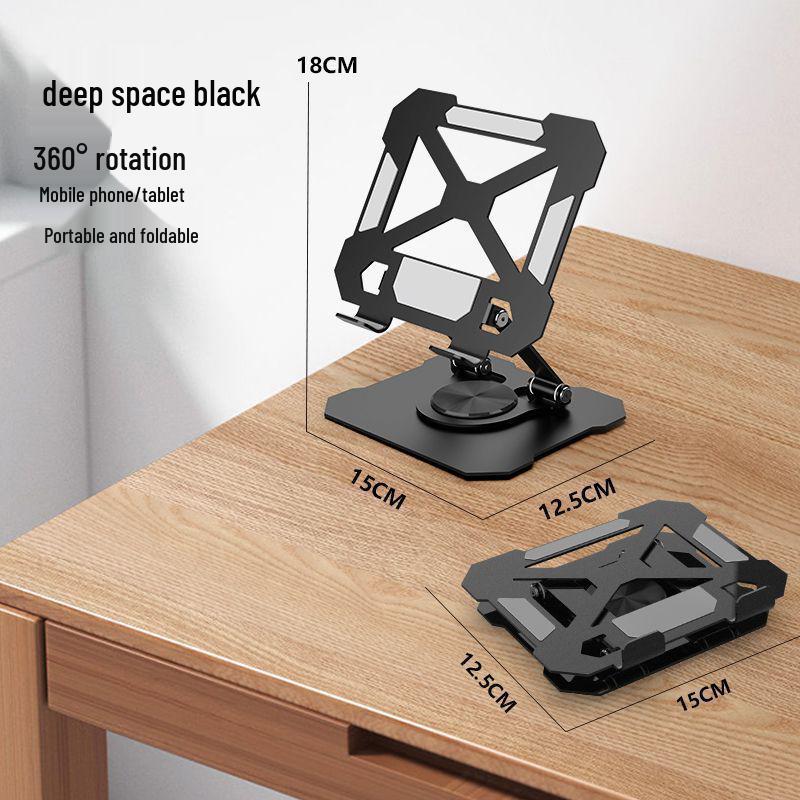 

Foldable Height-Adjustable Cooling Stand with 360-Degree Rotating Tablet and Phone Holder