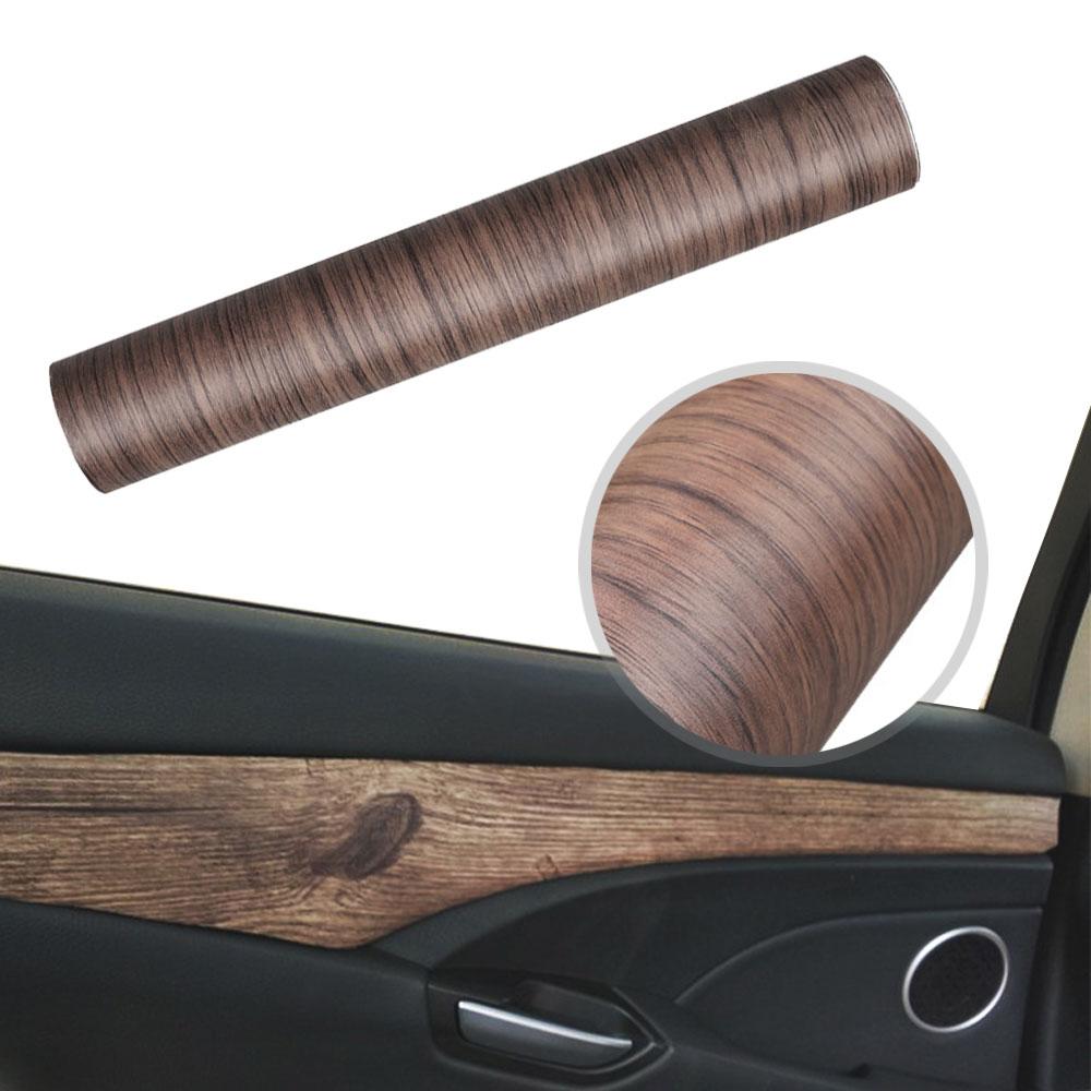1Pc 30CM*100CM New PVC Self-adhesive Sticker Wood Grain Textured Vinyl Wrap Decal DIY Car Styling Film Car Interior Accessories