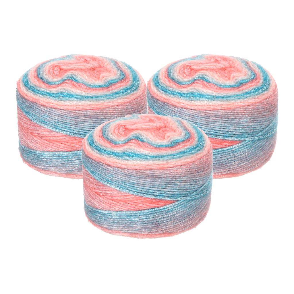 3Pcs Gradient Cake Cotton Yarns, Soft Rainbow Yarn Ball for Knitting and Crocheting Craft Project (300g X 3, 245M L Each) 100g