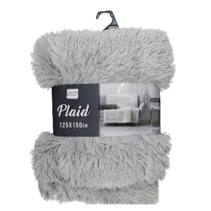Plaid - DOUCEUR D'INTERIEUR - Marilou - Imitation Fourrure - Gris - 125x150 Cm