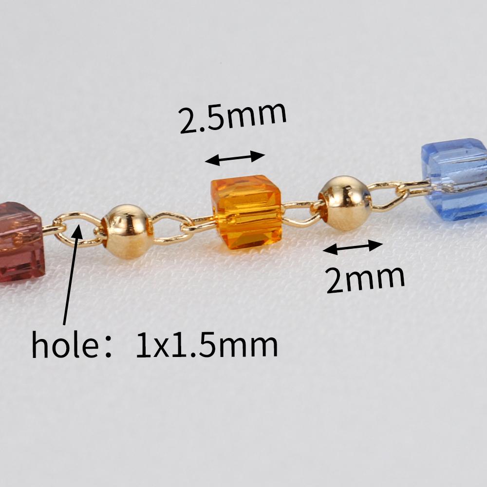 1Meter Bohemian Cube Beads Chain for KC Gold Choker Necklace Bracelets Women Charm Handmade Party Jewelry Making DIY Accessories