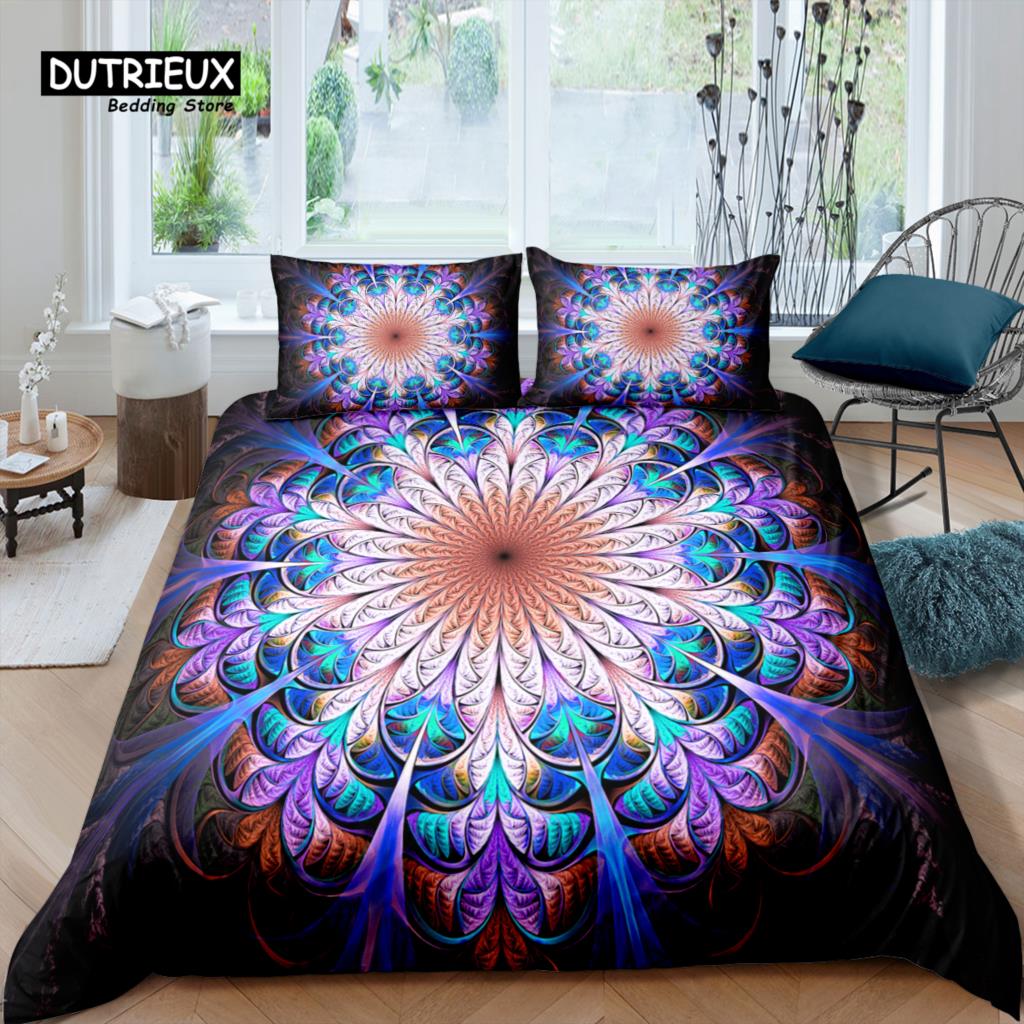 Home Living Luxury 3D Floral Lace Bedding Set Mandala Duvet Cover Pillowcase Queen and King EU/US/AU/UK Size Comforter Bedding