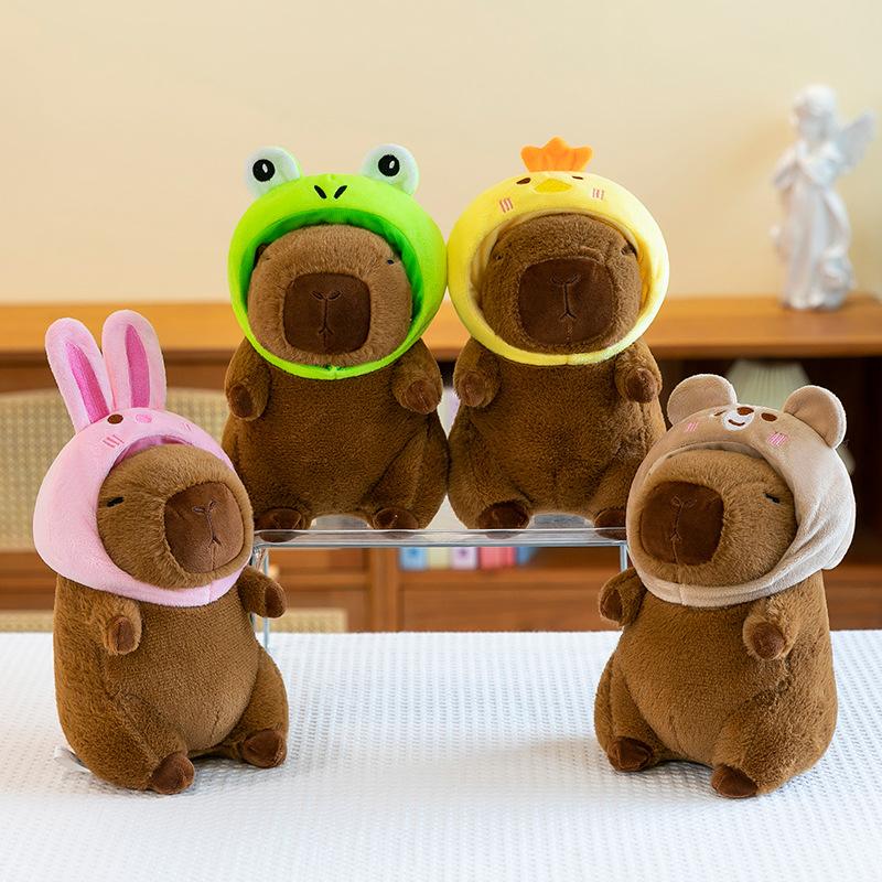 Premium Eight-inch Frog Hat Capybar Plush Toy Claw Machine Toast Snot Kapi Doll Rabbit Guinea Pig