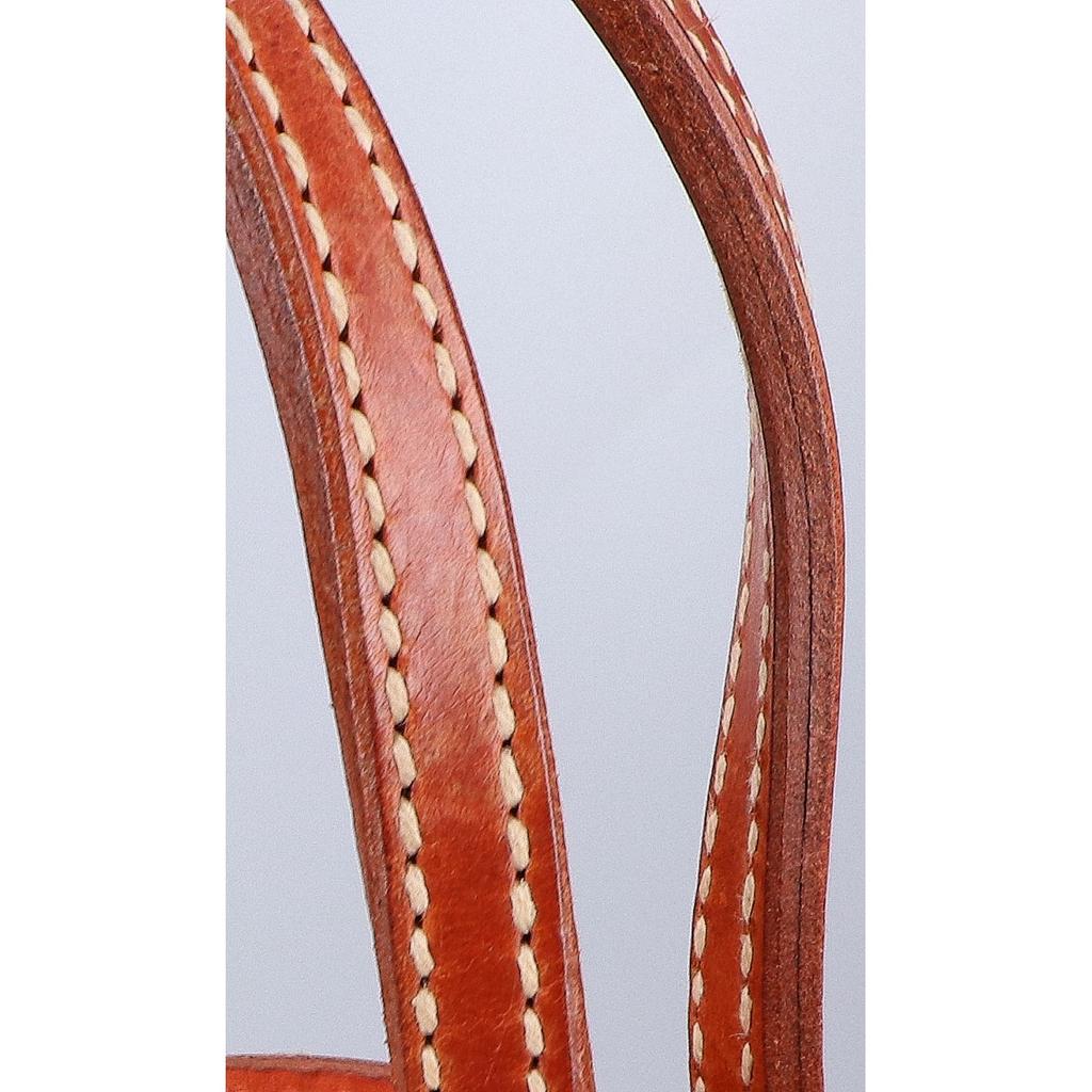 HENRY CUIR Omino Embroidered Leather Tote Bag Orange brownUsed