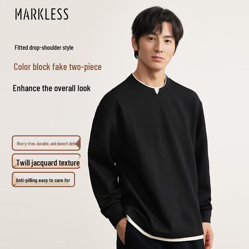 

MARKLESS Men s Faux Layered Long-Sleeve Sweatshirt 5406 XL