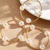 3Pcs Women Bracelet Adjustable Opening Design Imitation Pearl Stacking Bracelet Anti-Fading Alloy Versatile Jewelry