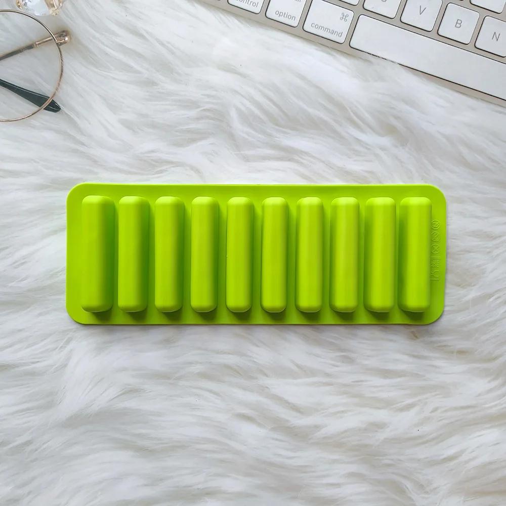 10 Grids Long Strip Shape Silicone Ice Cube Mould Non-Stick Stick Shape Ice Tray DIY Biscuit Baking Mould Jelly Chocolate Mold