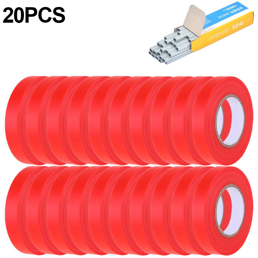 6/12/20PCS Plant Branch Tie Tape with 1 Box Staples Tying Binding Tie Tape Plants Tying Tapetool Tapener Tapes Gardening Tool