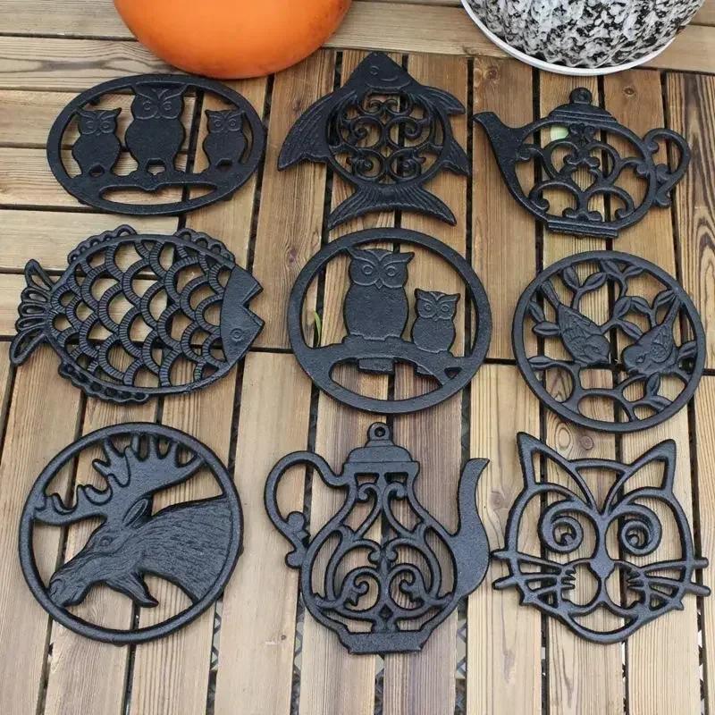 Owl Retro Decoration Ironwork Insulation Rack Water Kettle Style Household Cup Bowl Placemat Cast Iron Kitchen Plate Pot Mats