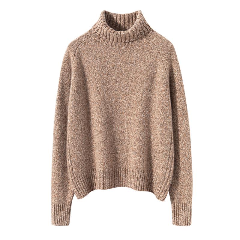 Women's Thickened Cashmere Sweater: High Neck, Loose Fit for Autumn & Winter, Warm Base Layer, Casual Knitwear