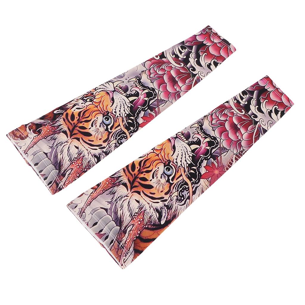 Tattoo Sleeves Seamless Dragon Printed Sun Protection Cover Up Arm Sleeve for Cycling Summer