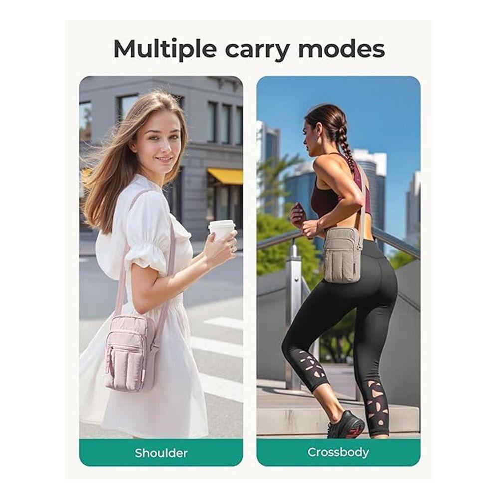 Fashion Nylon Phone Bag Lightweight Square Shoulder Bag Large Capacity Multi-pocket Travel Wallet for Women