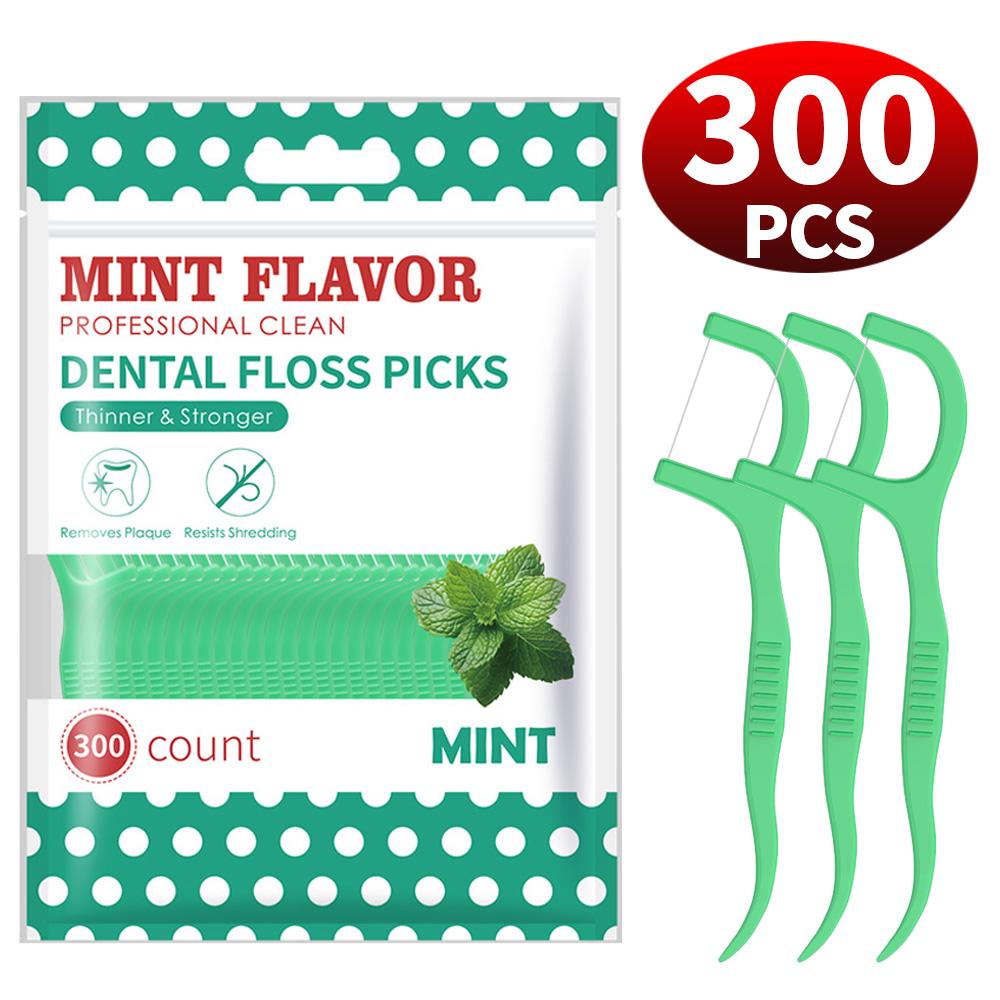 600/300/50PCS Mint Flavored Disposable Floss Stick - Comes with Convenient Floss Box - Essential for Going Out
