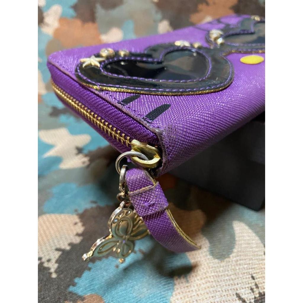 Used Heart-shaped sunglasses decoration purple long wallet
