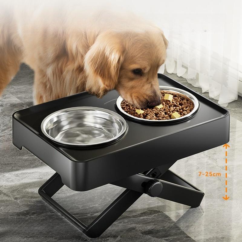 Pet Dog Bowl Neck Protection Dogs Bowl Adjustable Holder Stainless Steel Feeding Watering Bowls Large Dogs Accessories Feeder