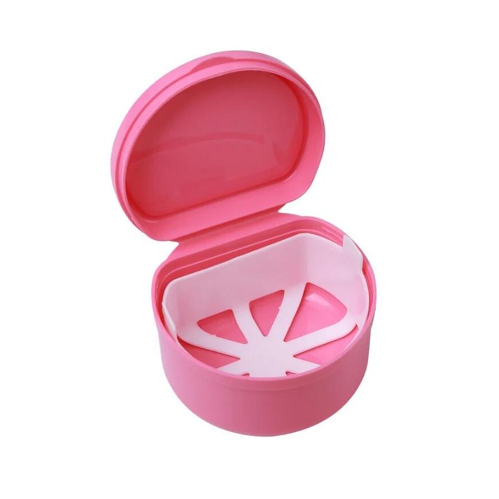 Dentist Denture Box Care Bath Box Cleaning False Teeth Storage Box Tooth Case Oral Retainer Case with Hanging Net Container