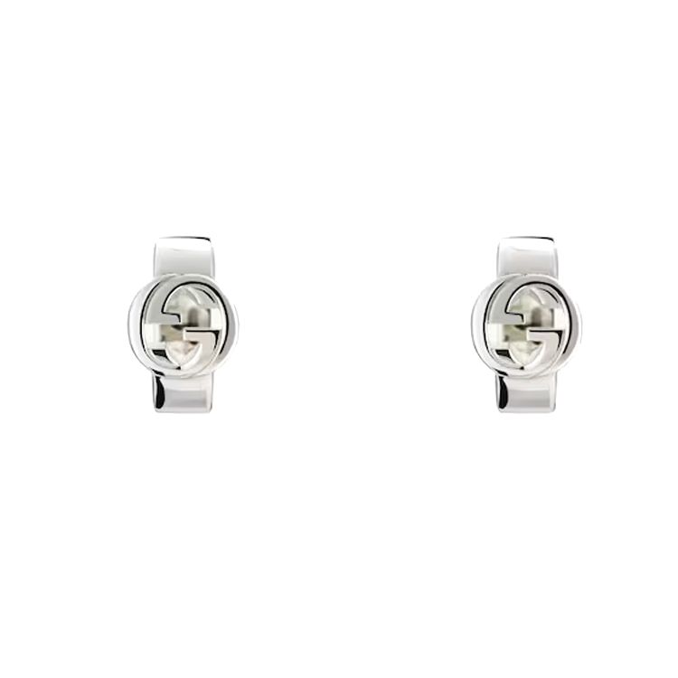 

Сережки Gucci з візерунком Interlocking Double G, блискучі, зі срібла 925 проби, унісекс, 796346-J8400-8106 F,Silver