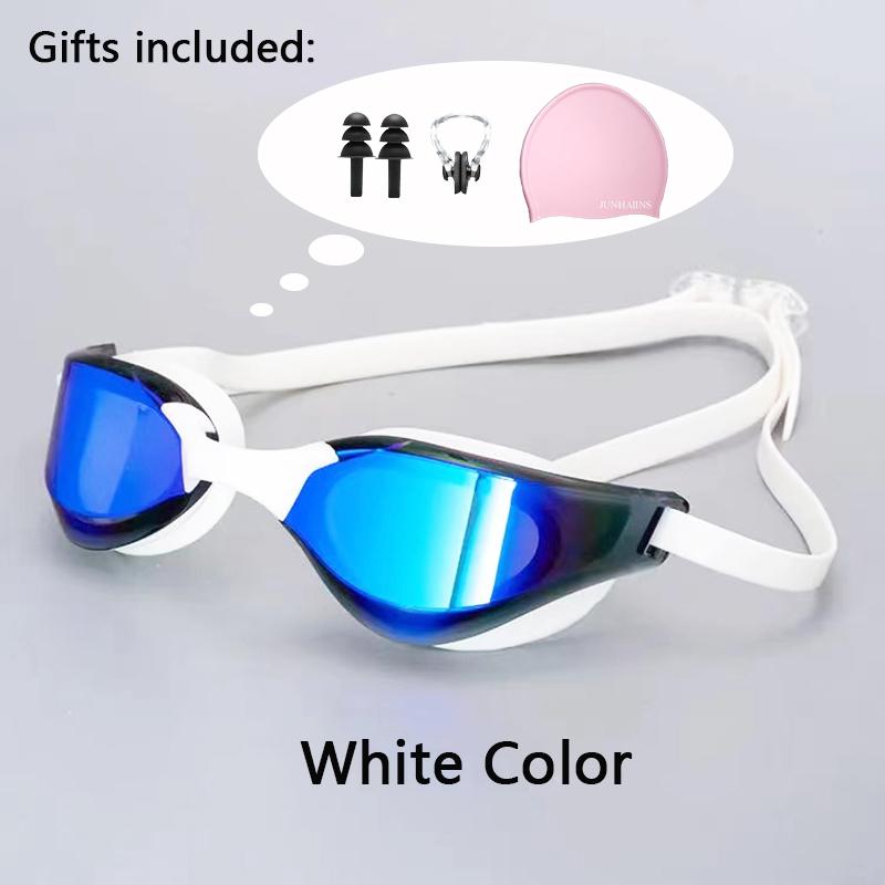 Meslek Yarış Yüzme Gözlüğü Kaplama Su Geçirmez UV Koruması Yarışma Buğu Önleyici Gözlükler Açık Hava Maç Gözlükleri