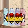 1PC Worker Bee Helmet Cartoon 750ml Color Plastic Sports Water Bottle Leakproof Flip Straw Lid Suitable for Sports Office Home Use