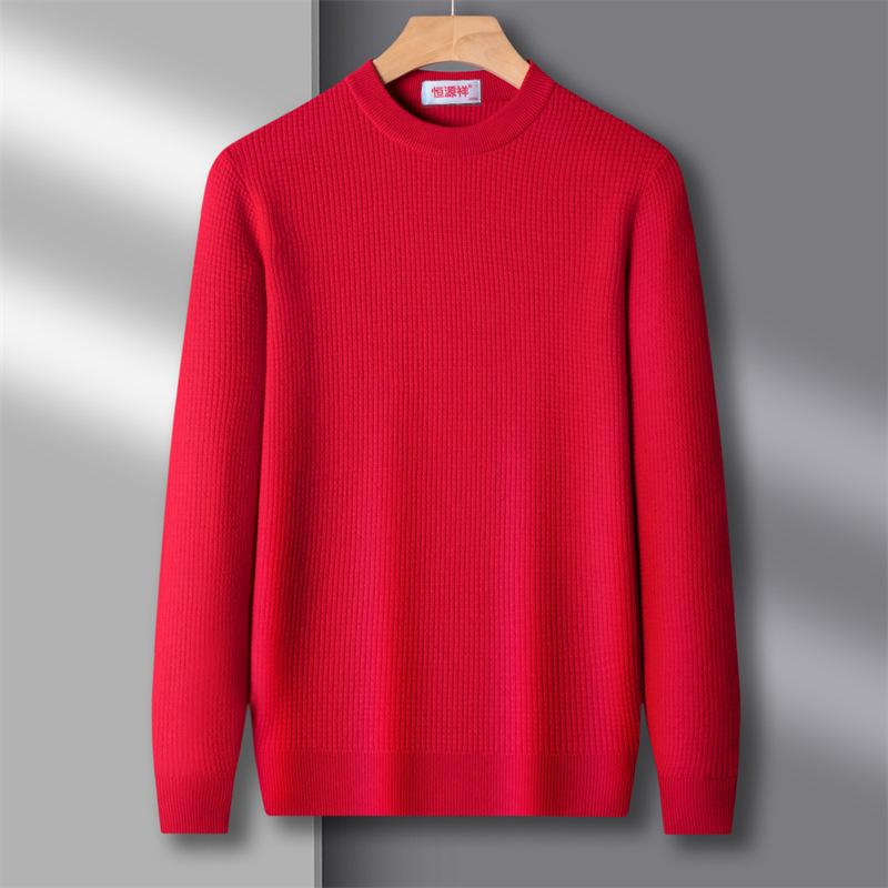 Pulover tridimensional pentru bărbați cu gât rotund de toamnă