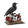 Gobricks MOC Raven Gothic Flower Building Blocks Gothic Crow Skull Roses Bouquet Plant Bricks Toys Gifts