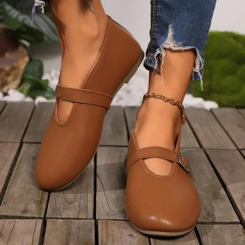 2024 m. karštai parduodami moteriški batai, apvalūs, žemakulniai, laisvalaikio sportiniai batai seklia burna Minkšta rudeninė nauja suknelė, patogi Zapatos