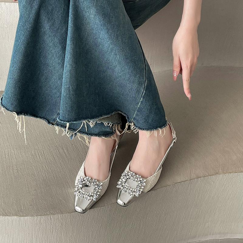 Fashion rhinestone pointed high heel bag head sandals thin heel spring and summer new single shoes